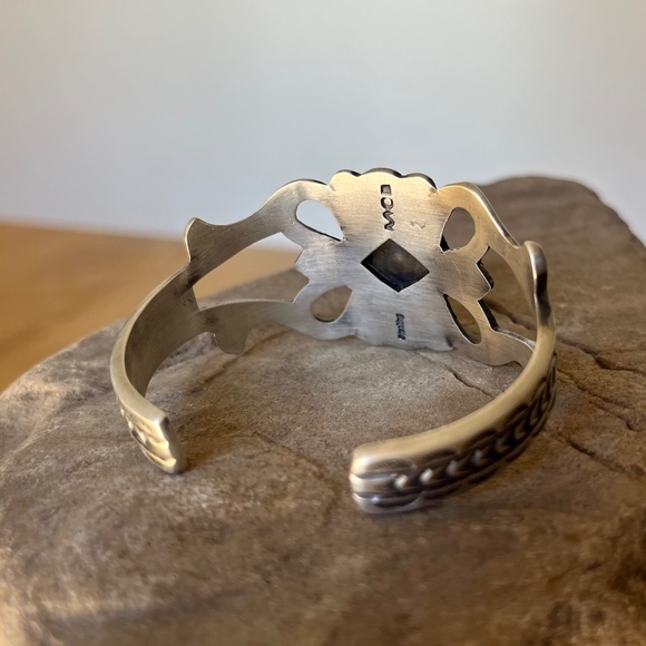 Vintage Navajo Sterling Silver Turquoise Bracelet Cuff Martha Cayatineto #1 - Picture 14 of 16